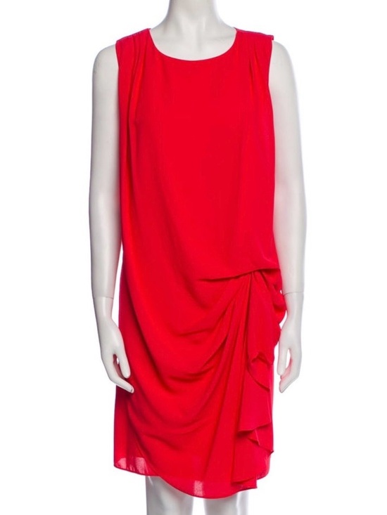 Halston Heritage Dresses & Skirts - Halston Heritage Sleeveless Red Draped Midi Dress